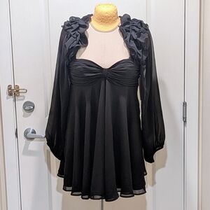 NWT Anthropologie BHLDN Brigitta Long-Sleeve Sweetheart Chiffon Mini Dress